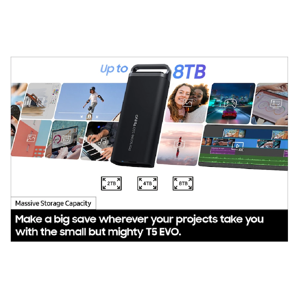 Samsung External SSD 2TB T5 EVO (With USB 3.2) Black view 4